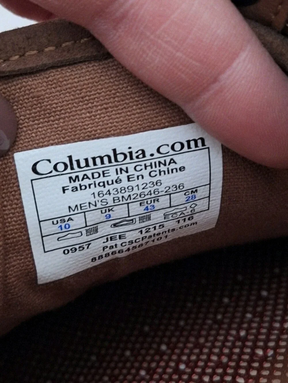 Columbia brown suede